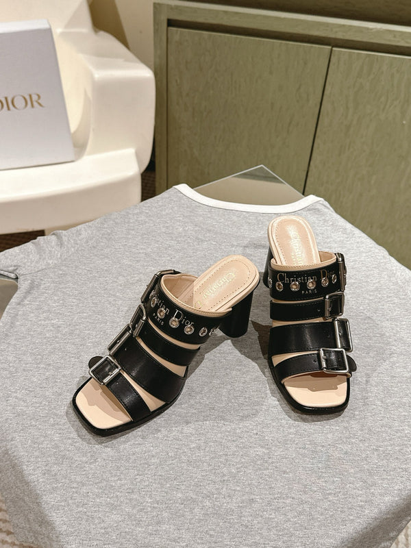CD 25 Punk Heeled Slide Lambskin with Leather Buckle 241956