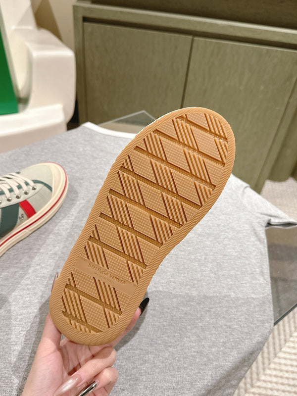 BV Eliot Sneaker Gray/Muted Teal Yellow Cotton Calfskin 446193