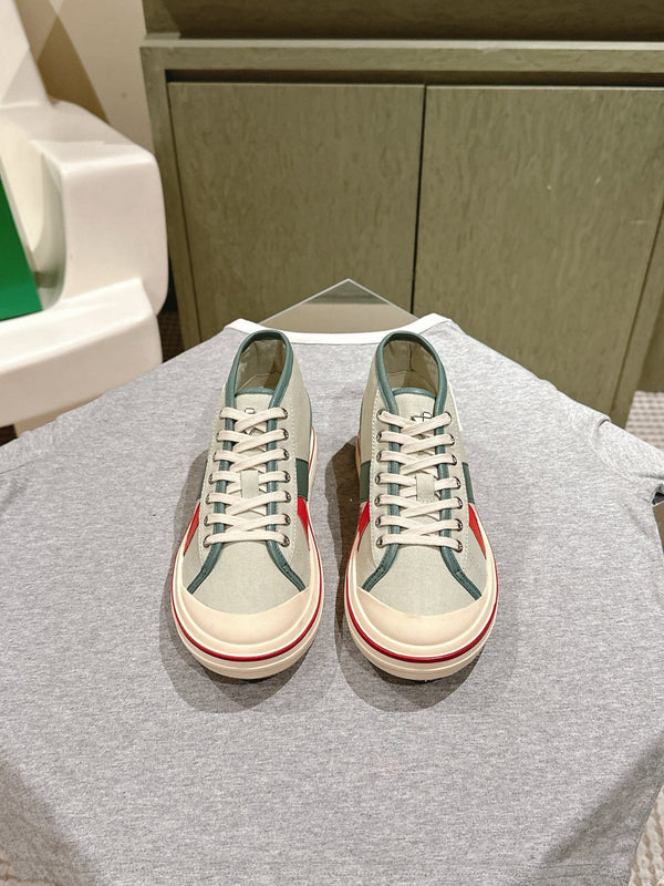 BV Eliot Sneaker Gray/Muted Teal Yellow Cotton Calfskin 446193