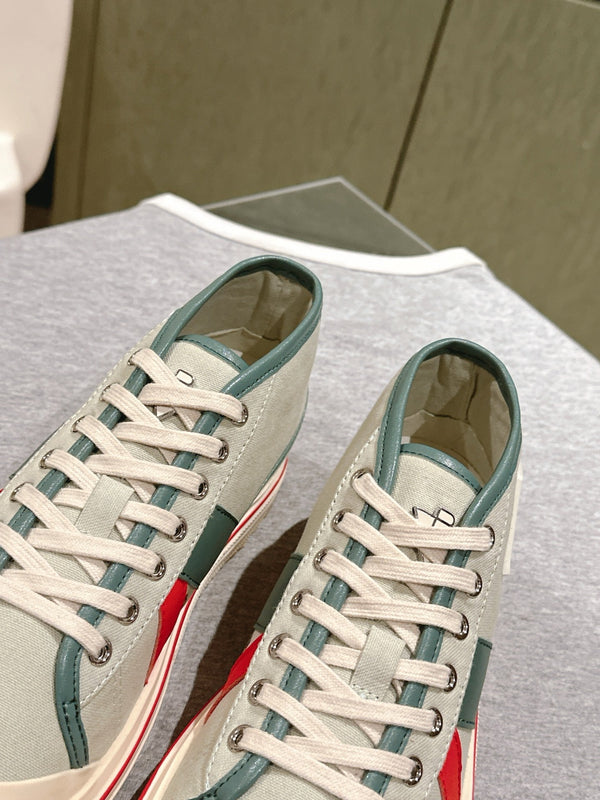 BV Eliot Sneaker Gray/Muted Teal Yellow Cotton Calfskin 446193