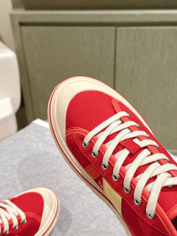 BV Eliot Sneaker Red/Light Yellow Cotton Calfskin 446194