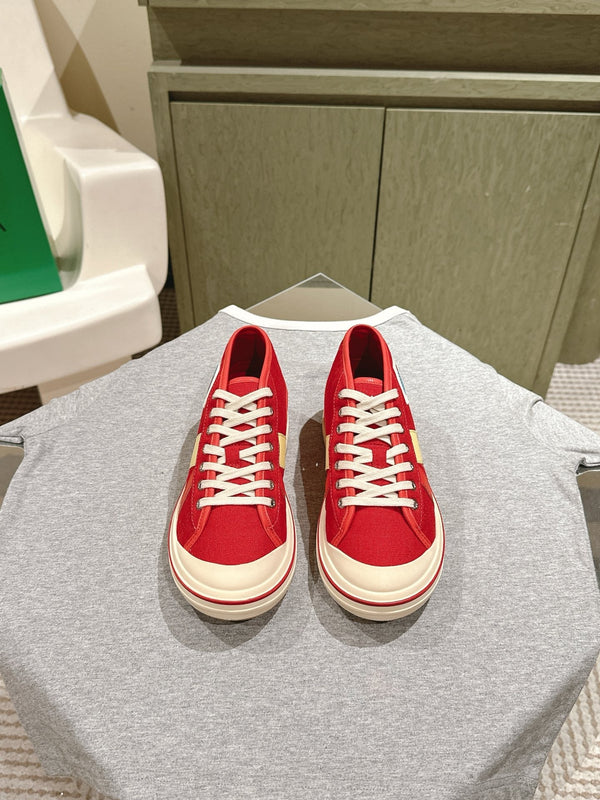 BV Eliot Sneaker Red/Light Yellow Cotton Calfskin 446194