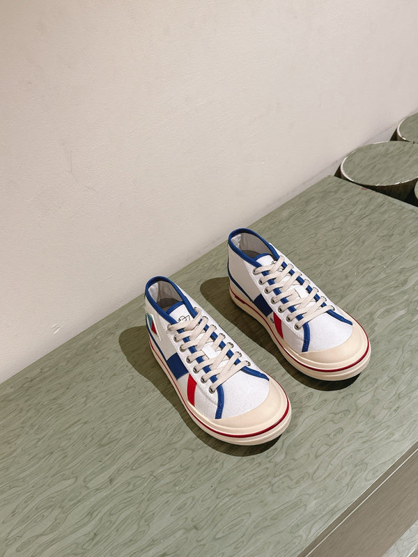 BV Eliot Sneaker White/Blue Cotton Calfskin 446196