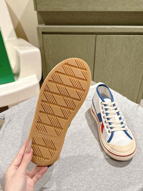 BV Eliot Sneaker White/Blue Cotton Calfskin 446196