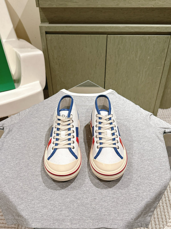 BV Eliot Sneaker White/Blue Cotton Calfskin 446196