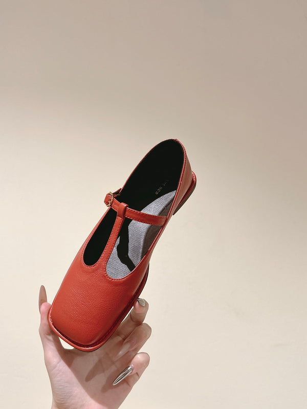 The Row Square T-Strap Flat Red 451285