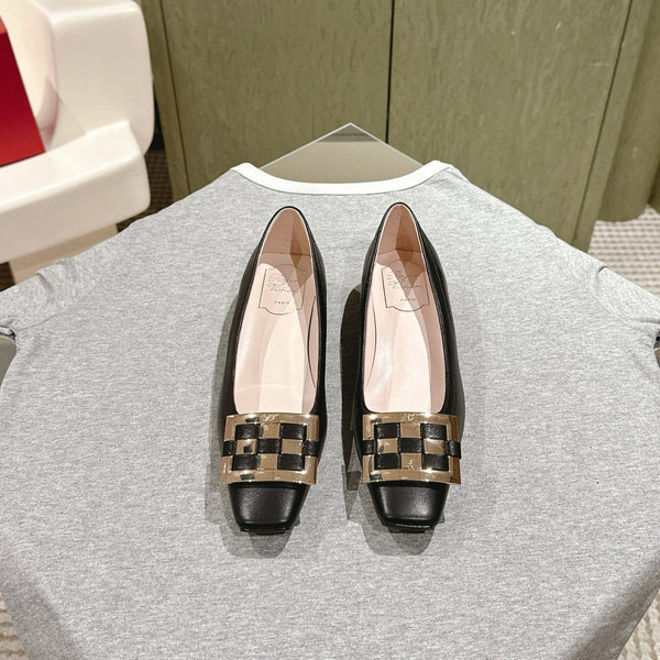Viv 25 Jewel Flats Black Imported Cowhide 241905