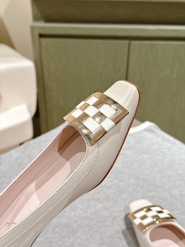 Viv 25 Jewel Flats Beige Imported Cowhide 241906