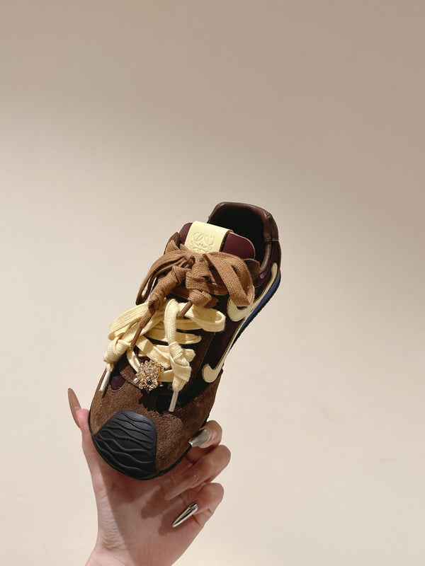 Loewe 2025 Ballet Runner 2.0 Sneaker Brown Suede Nylon Leather 556042