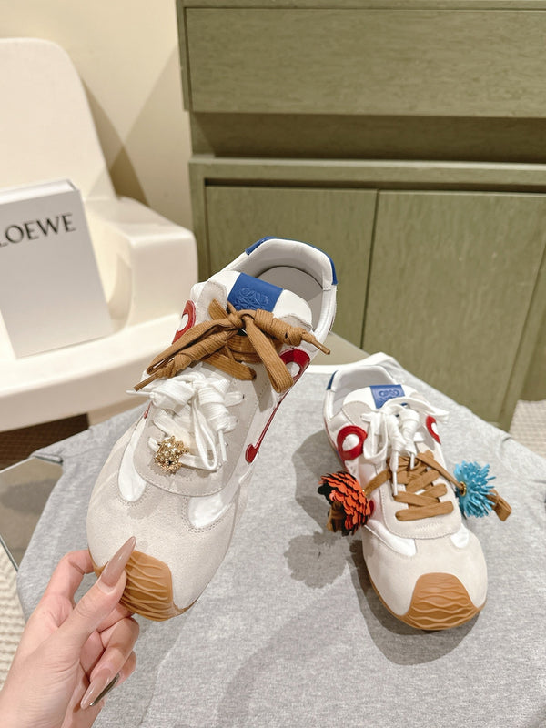 Loewe 2025 Ballet Runner 2.0 Sneaker White Blue Suede Nylon Leather 556046