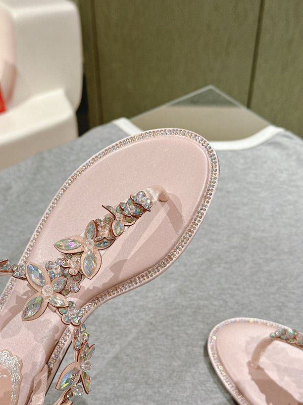 RC 25 Thong Snake-Shaped Popular Fairy Sandals Pink Silk Rhinestones 268064