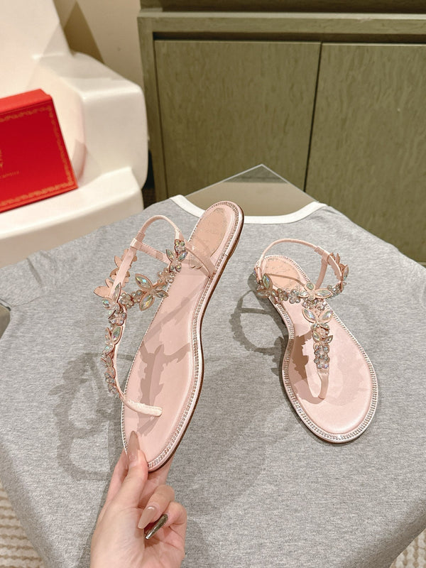 RC 25 Thong Snake-Shaped Popular Fairy Sandals Pink Silk Rhinestones 268064