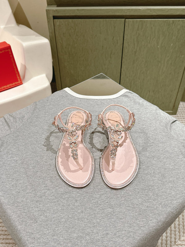 RC 25 Thong Snake-Shaped Popular Fairy Sandals Pink Silk Rhinestones 268064