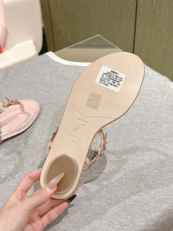 RC 25 Thong Snake-Shaped Popular Fairy Sandals Pink Silk Rhinestones 268064