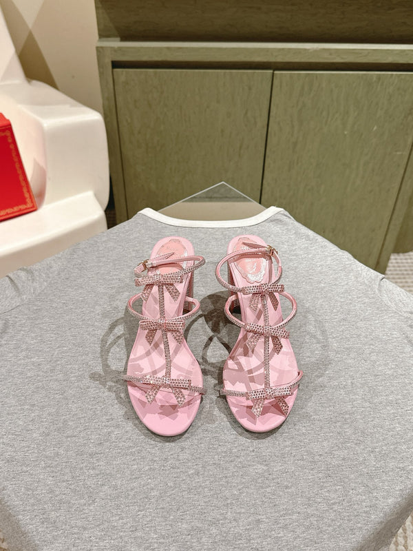 RC 25 Add Bow Diamond High Heeled Pink Silk Rhinestones 268071