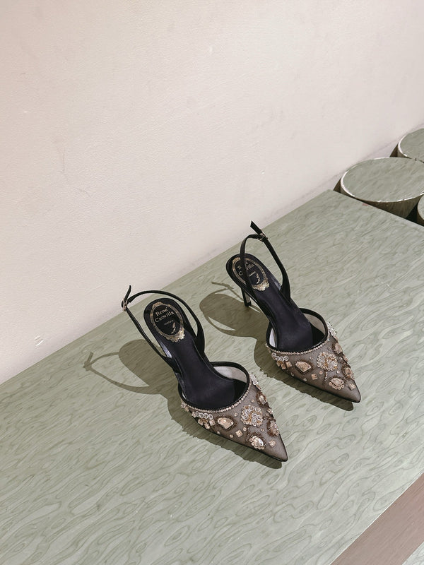 RC 25C Slingback Diamond High Heel Multicolor Silk Rhinestones 268077