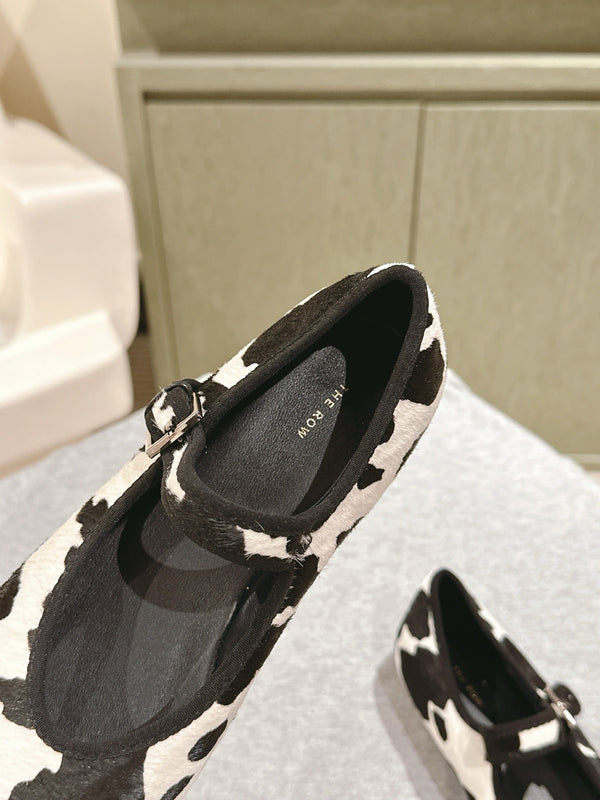 The Row 25ss Mary Jane 10mm Black White Horsehair 451275