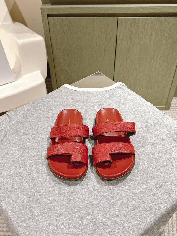 The Row Hugh Slides Red Cowhide Rubber 451282