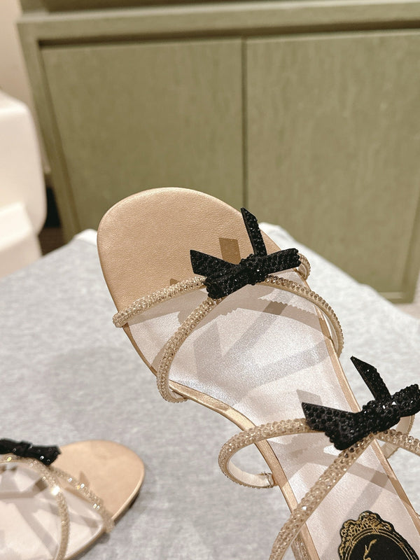 RC 25 Diamond Bow Attached High Heeled Pink Nude Silk Rhinestones 268054