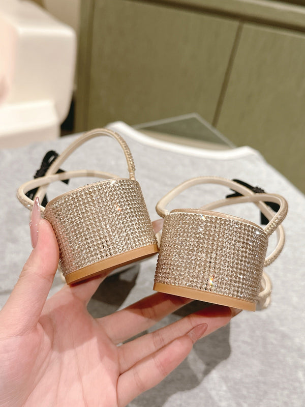 RC 25 Diamond Bow Attached High Heeled Pink Nude Silk Rhinestones 268054