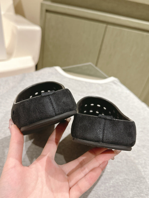 The Row 25ss Perforated Mule 20mm Black Suede 451273