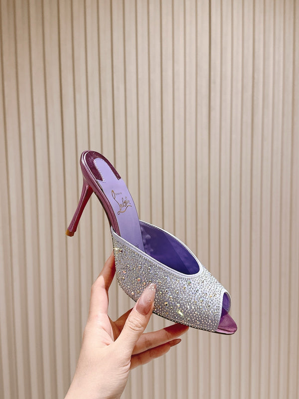 CL 25s Me Dolly Sandal Mule Heel Pump 85mm Light Purple Sheepskin 446687