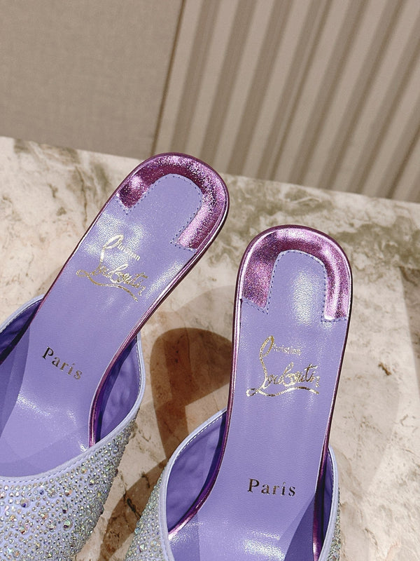 CL 25s Me Dolly Sandal Mule Heel Pump 85mm Light Purple Sheepskin 446687