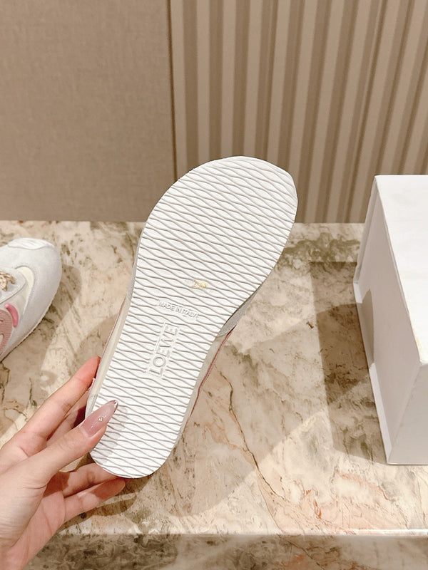Loewe 2025 Paula's Ibiza Flow Runner Sneaker Ivory Pink Suede Leather 556047