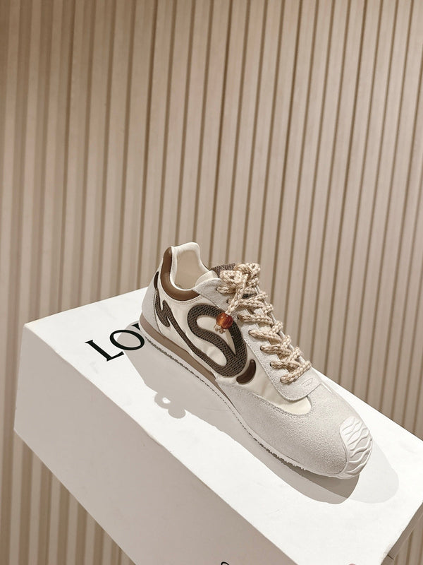 Loewe 2025 Paula's Ibiza Flow Runner Sneaker Ivory Brown Suede Leather 556049