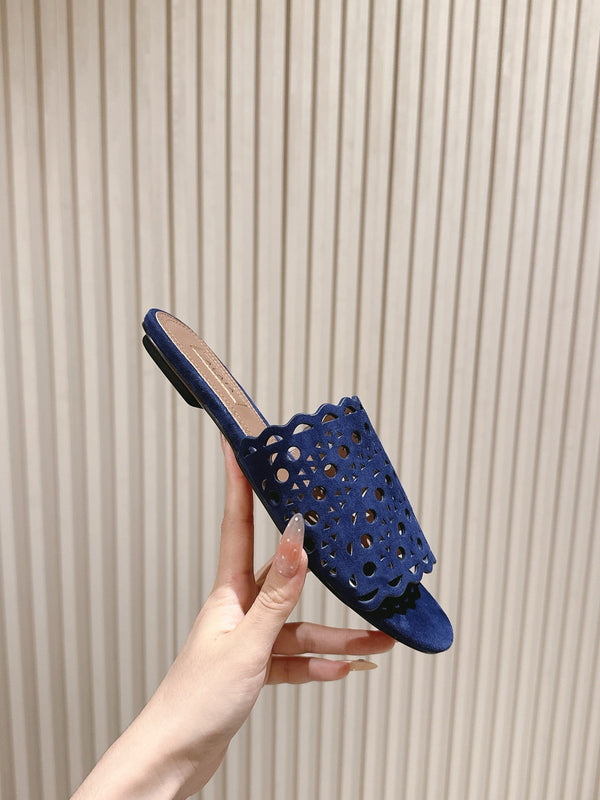 Pantofole Alaia 2025 Vienne Blu Pelle di agnello 293661