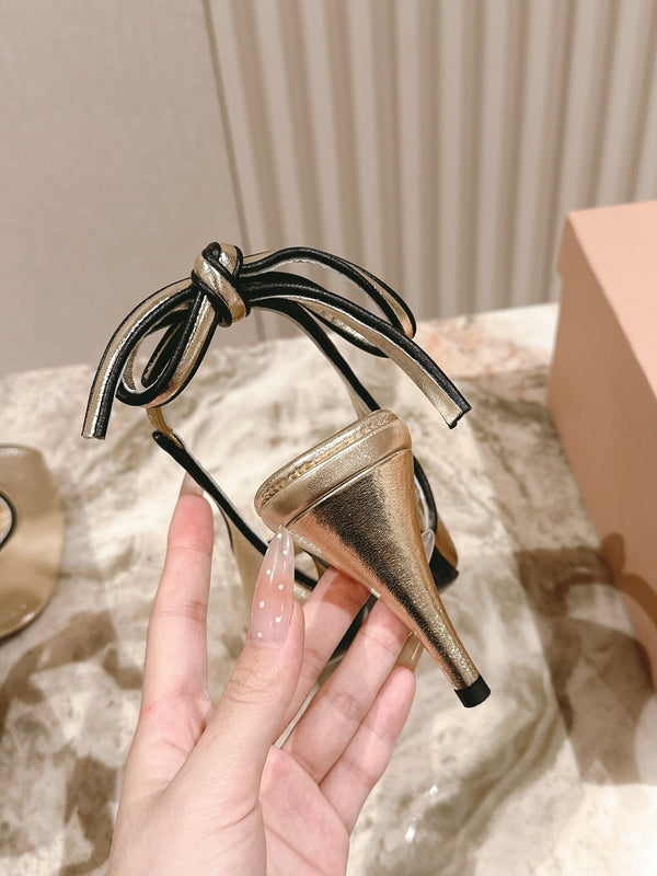 Miu Mordoré Slingback Pumps 85mm Light Gold Cowhide Sheepskin 445794