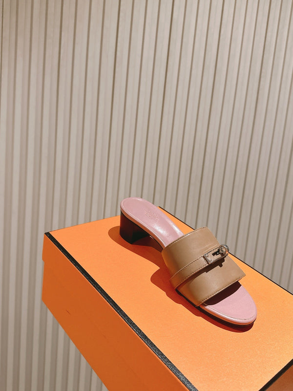 Gigi 50 Sandal Brown Muted Pink Calfskin 445330