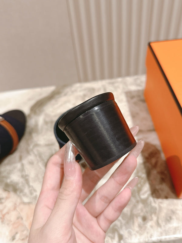 Gigi 50 Sandal Blue Black Calfskin Denim 445329