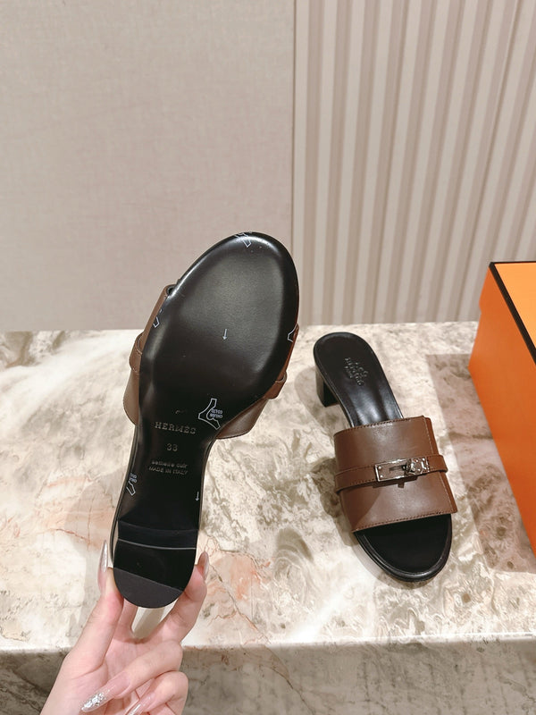 Gigi 50 Sandal Dark Brown Black Calfskin 445331