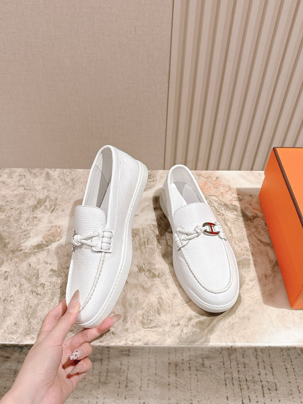 HM 25s Ignacio Loafer White Grain Leather Rubber 445336