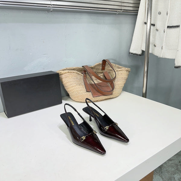 SL CARINE SLINGBACKS PUMP 60 WINE CALFSKIN