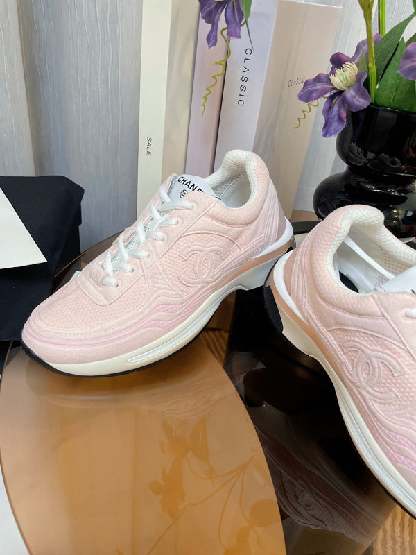 cc classic sneaker pink fabric calfskin
