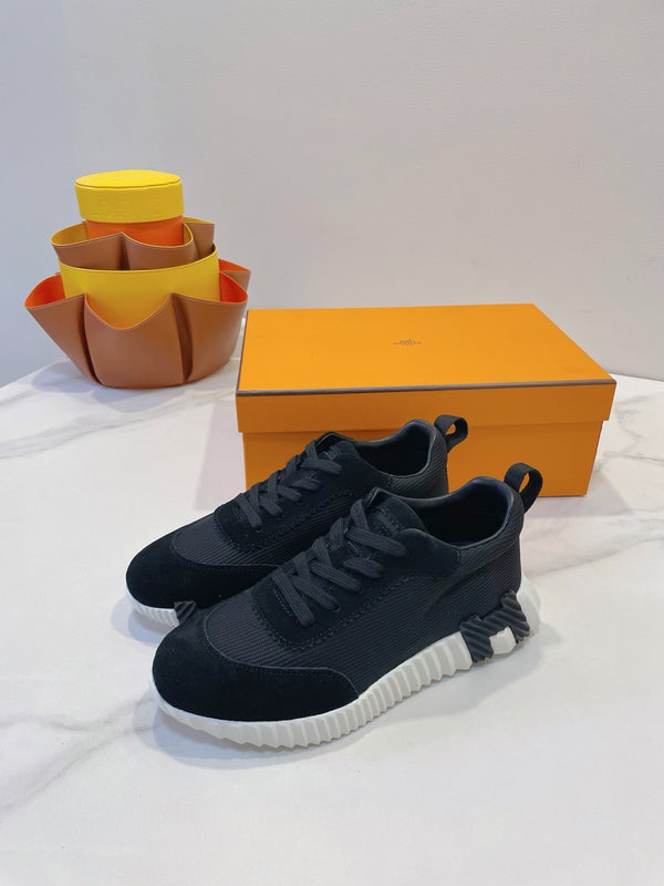 HM Bouncing sneaker Black mix White Fabric with Suede 212277