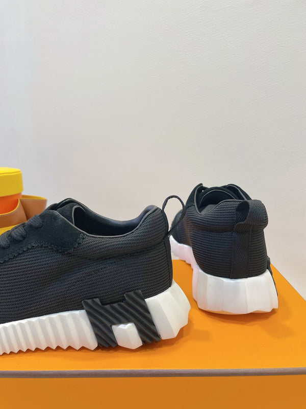 HM Bouncing sneaker Black mix White Fabric with Suede 212277