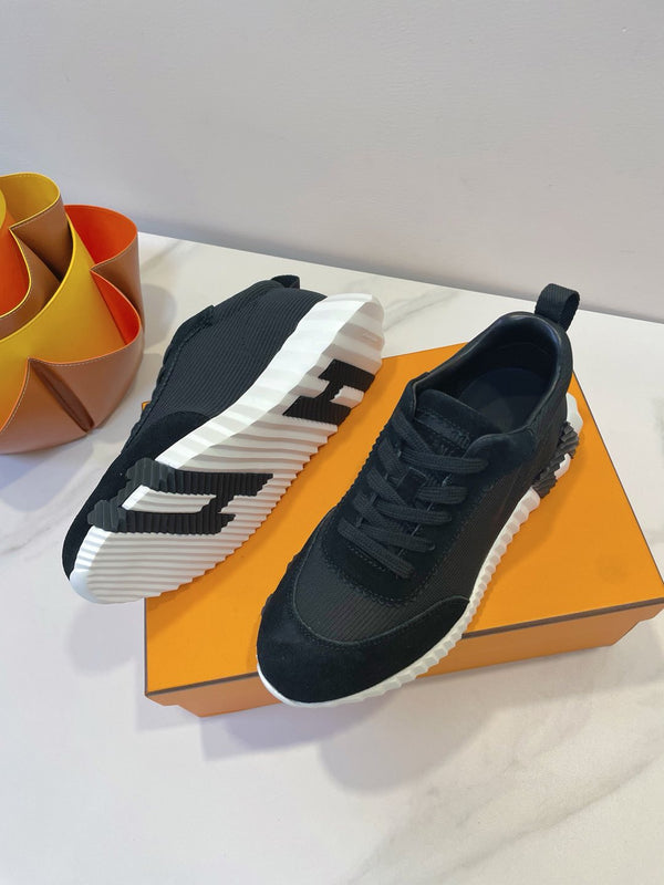 HM Bouncing sneaker Black mix White Fabric with Suede 212277