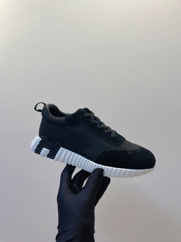 HM Bouncing sneaker Black mix White Fabric with Suede 212277