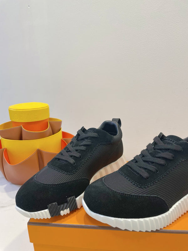 HM Bouncing sneaker Black mix White Fabric with Suede 212277