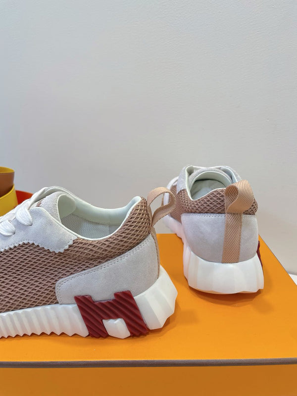 HM Bouncing sneaker Beige Gray mix Velvet Rose Fabric with Suede 212283