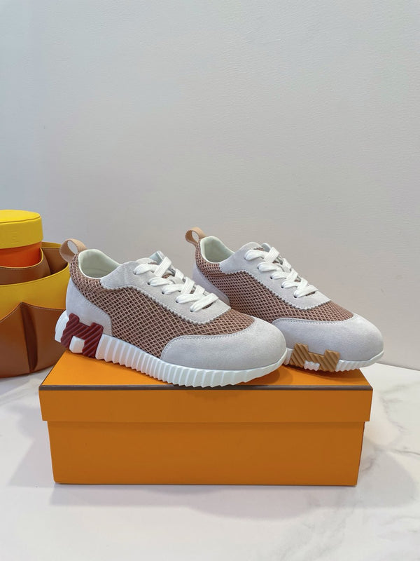 HM Bouncing sneaker Beige Gray mix Velvet Rose Fabric with Suede 212283