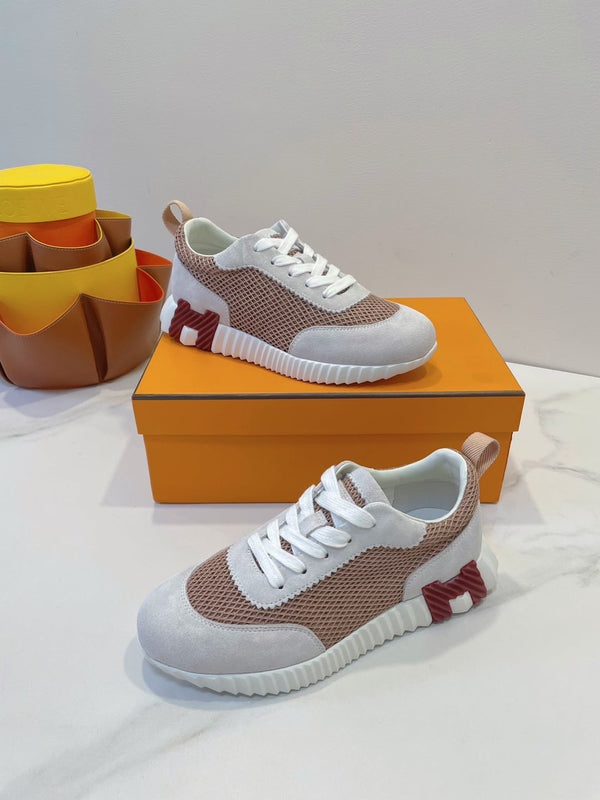 HM Bouncing sneaker Beige Gray mix Velvet Rose Fabric with Suede 212283