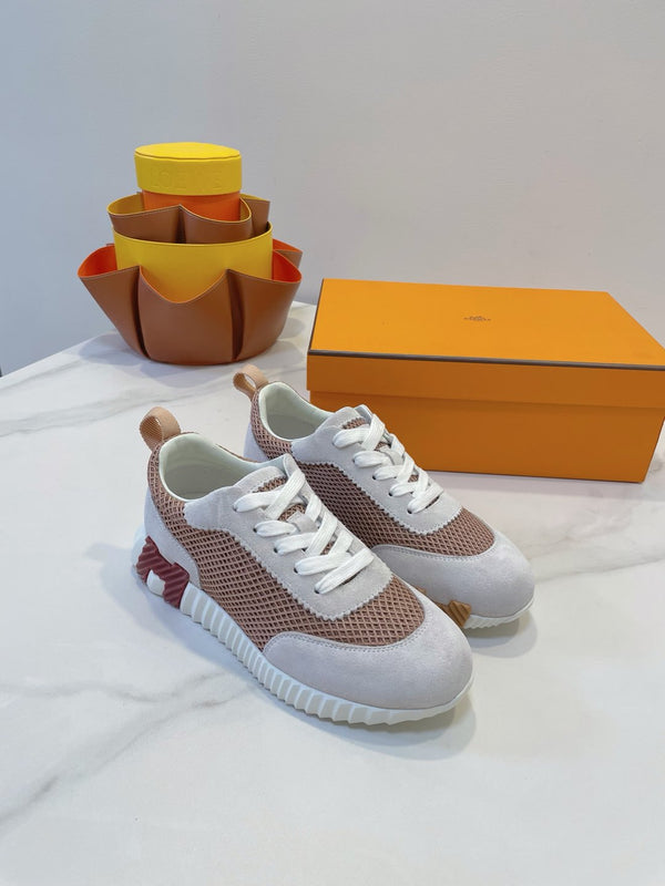 HM Bouncing sneaker Beige Gray mix Velvet Rose Fabric with Suede 212283