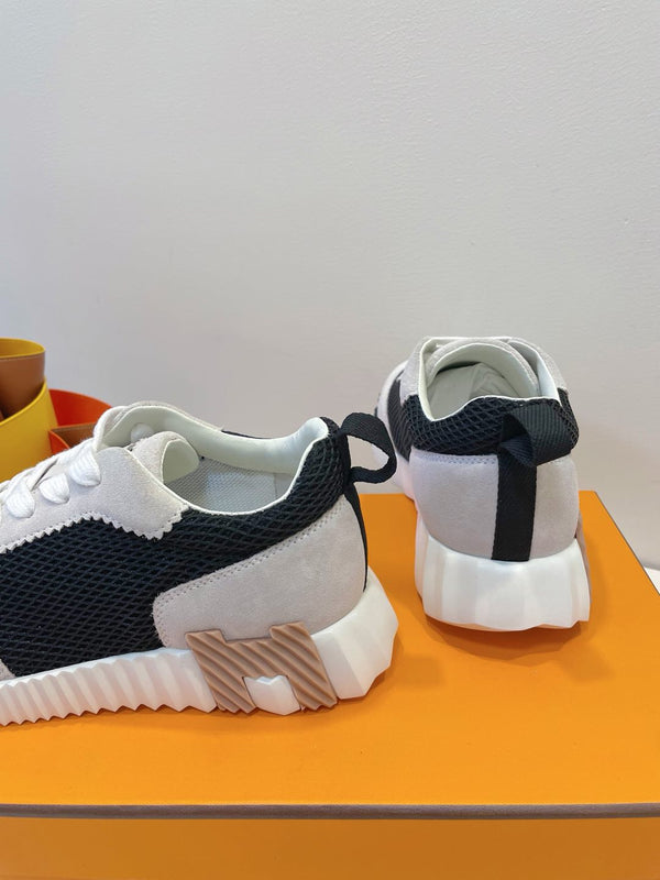 HM Bouncing sneaker Beige Gray mix Black Fabric with Suede 212284