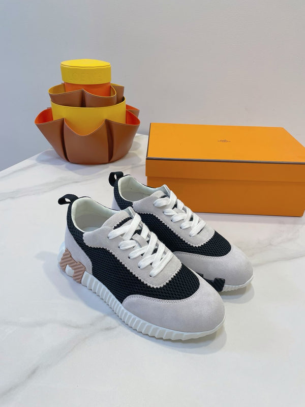 HM Bouncing sneaker Beige Gray mix Black Fabric with Suede 212284