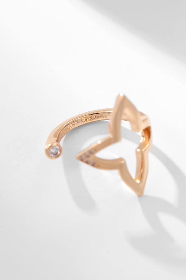 ANELLO APERTO CON DIAMANTI A STELLA IN ORO ROSA BLOSSOM