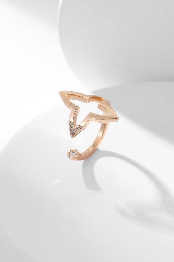 ANELLO APERTO CON DIAMANTI A STELLA IN ORO ROSA BLOSSOM